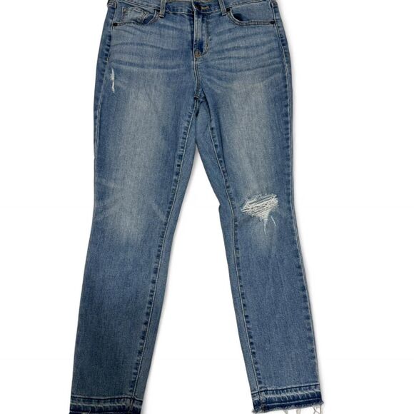Old Navy Curvy Skinny Jeans | Women's Size 6 | Mid-Rise Medium Wash Distressed - Picture 1 of 8